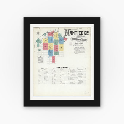 Old map wall art mockup — black gallery frame with white mat — Sanborn Fire Insurance Map from Nanticoke, Luzerne County, Pennsylvania (1903) - Complete Map Set