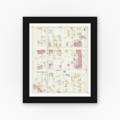 Old map wall art mockup — black gallery frame with white mat — Sanborn Fire Insurance Map from Metropolis, Massac County, Illinois (1902), Sheet #0002