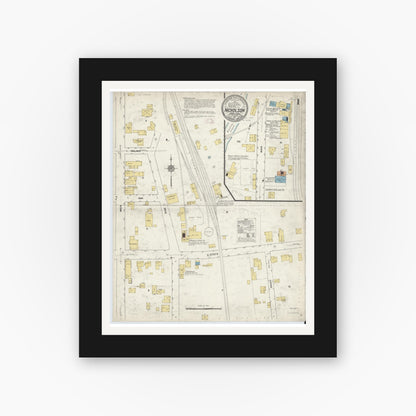 Old map wall art mockup — black gallery frame with white mat — Sanborn Fire Insurance Map from Nicholson, Wyoming County, Pennsylvania (1911) - Complete Map Set