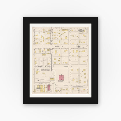 Old map wall art mockup — black gallery frame with white mat — Sanborn Fire Insurance Map from Argyle, Marshall County, Minnesota (1922), Sheet #0003