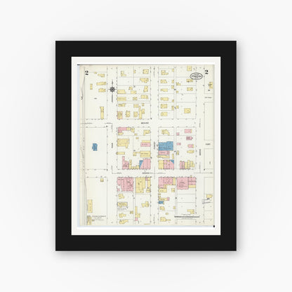 Old map wall art mockup — black gallery frame with white mat — Sanborn Fire Insurance Map from Standish, Arenac County, Michigan (1924), Sheet #0002