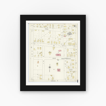 Old map wall art mockup — black gallery frame with white mat — Sanborn Fire Insurance Map from Saint Clair, Saint Clair County, Michigan (1913), Sheet #0003