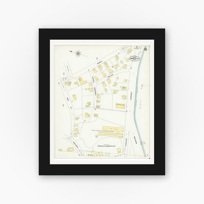 Old map wall art mockup — black gallery frame with white mat — Sanborn Fire Insurance Map from Swampscott, Essex County, Massachusetts (1907), Sheet #0006