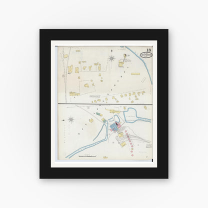 Old map wall art mockup — black gallery frame with white mat — Sanborn Fire Insurance Map from Ishpeming, Marquette County, Michigan (1892), Sheet #0015
