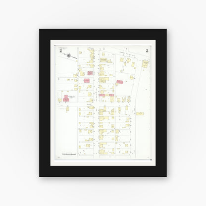 Old map wall art mockup — black gallery frame with white mat — Sanborn Fire Insurance Map from Cumberland, Guernsey County, Ohio (1946), Sheet #0002