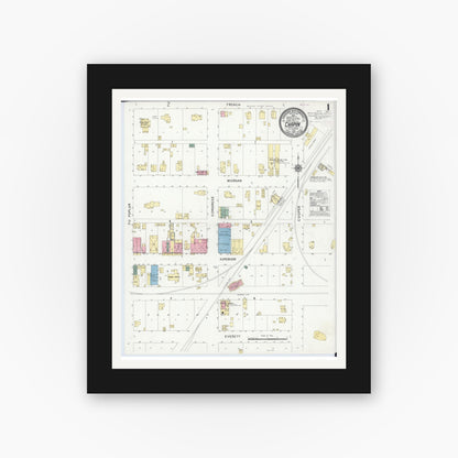 Old map wall art mockup — black gallery frame with white mat — Sanborn Fire Insurance Map from Chapin, Morgan County, Illinois (1910) - Complete Map Set