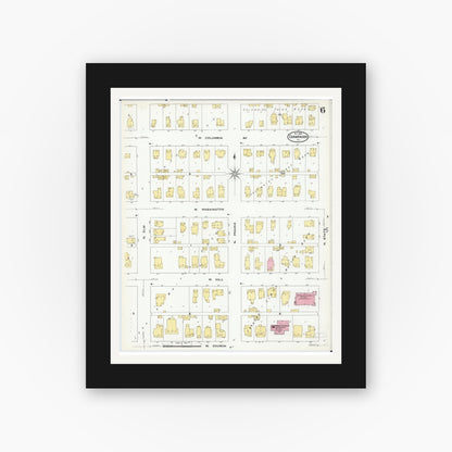 Old map wall art mockup — black gallery frame with white mat — Sanborn Fire Insurance Map from Champaign, Champaign County, Illinois (1909), Sheet #0006