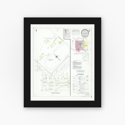 Old map wall art mockup — black gallery frame with white mat — Sanborn Fire Insurance Map from Hilliards, Franklin County, Ohio (1946) - Complete Map Set