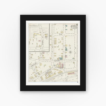 Old map wall art mockup — black gallery frame with white mat — Sanborn Fire Insurance Map from Mount Vernon, Westchester County, New York (1887) - Complete Map Set