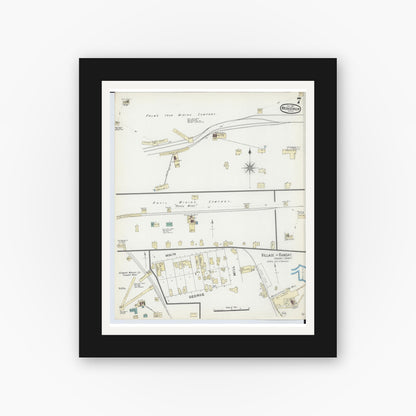 Old map wall art mockup — black gallery frame with white mat — Sanborn Fire Insurance Map from Bessemer, Gogebic County, Michigan (1891), Sheet #0007