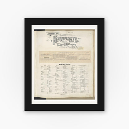 Old map wall art mockup — black gallery frame with white mat — Sanborn Fire Insurance Map from Sarasota, Sarasota County, Florida (1948), Sheet #0001
