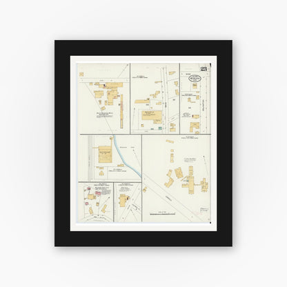 Old map wall art mockup — black gallery frame with white mat — Sanborn Fire Insurance Map from Woburn, Middlesex County, Massachusetts (1904), Sheet #0023