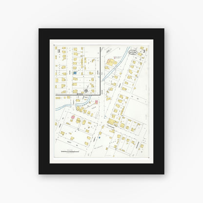 Old map wall art mockup — black gallery frame with white mat — Sanborn Fire Insurance Map from Butler, Richland County, Ohio (1926), Sheet #0003