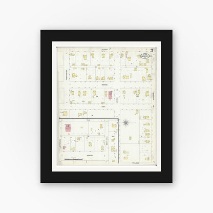 Old map wall art mockup — black gallery frame with white mat — Sanborn Fire Insurance Map from Gardner, Grundy County, Illinois (1907), Sheet #0003