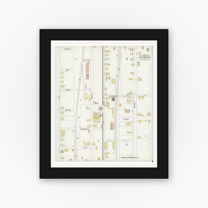 Old map wall art mockup — black gallery frame with white mat — Sanborn Fire Insurance Map from Duncannon, Perry County, Pennsylvania (1899), Sheet #0005