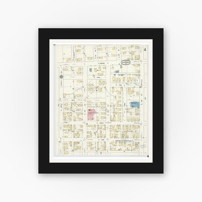 Old map wall art mockup — black gallery frame with white mat — Sanborn Fire Insurance Map from Ishpeming, Marquette County, Michigan (1911), Sheet #0004