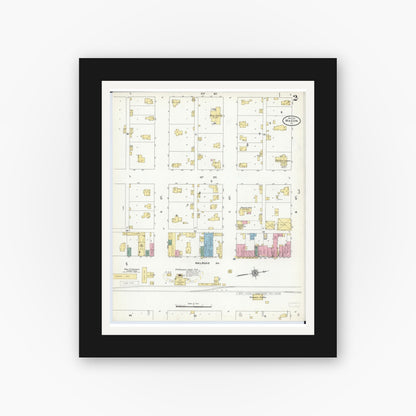 Old map wall art mockup — black gallery frame with white mat — Sanborn Fire Insurance Map from Macon, Macon County, Illinois (1910), Sheet #0002