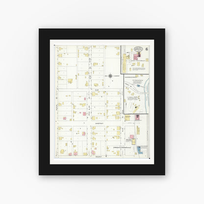 Old map wall art mockup — black gallery frame with white mat — Sanborn Fire Insurance Map from Breese, Clinton County, Illinois (1909), Sheet #0006