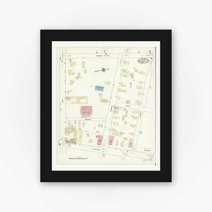 Old map wall art mockup — black gallery frame with white mat — Sanborn Fire Insurance Map from Springville, Erie County, New York (1912), Sheet #0007