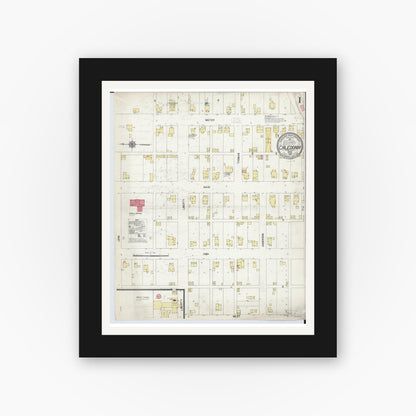 Old map wall art mockup — black gallery frame with white mat — Sanborn Fire Insurance Map from Caledonia, Marion County, Ohio (1912) - Complete Map Set
