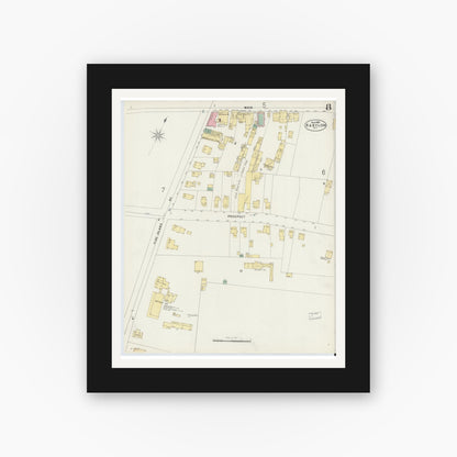 Old map wall art mockup — black gallery frame with white mat — Sanborn Fire Insurance Map from Babylon, Suffolk County, New York (1897), Sheet #0008
