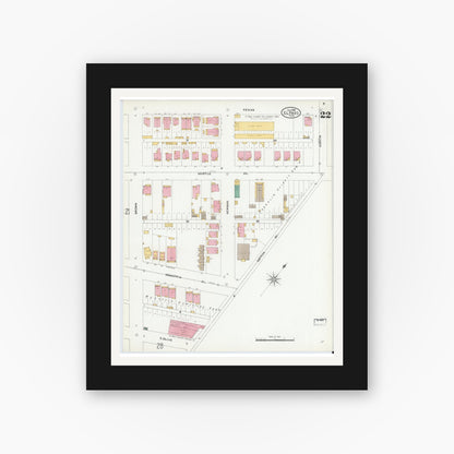 Old map wall art mockup — black gallery frame with white mat — Sanborn Fire Insurance Map from El Paso, El Paso County, Texas (1905), Sheet #0022
