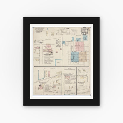 Old map wall art mockup — black gallery frame with white mat — Sanborn Fire Insurance Map from Nashville, Washington County, Illinois (1886) - Complete Map Set