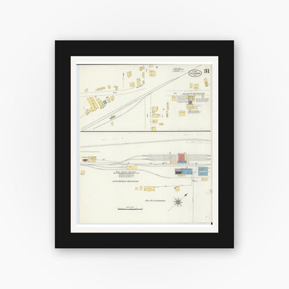 Old map wall art mockup — black gallery frame with white mat — Sanborn Fire Insurance Map from Escanaba, Delta County, Michigan (1906), Sheet #0031