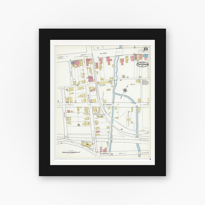 Old map wall art mockup — black gallery frame with white mat — Sanborn Fire Insurance Map from Shippensburg, Cumberland And Franklin Counties, Pennsylvania (1921), Sheet #0010