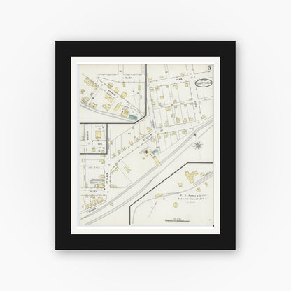 Old map wall art mockup — black gallery frame with white mat — Sanborn Fire Insurance Map from Houtzdale, Clearfield County, Pennsylvania (1894), Sheet #0005