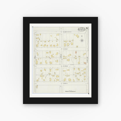 Old map wall art mockup — black gallery frame with white mat — Sanborn Fire Insurance Map from Chippewa Falls, Chippewa County, Wisconsin (1895), Sheet #0005
