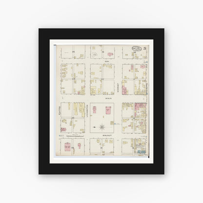 Old map wall art mockup — black gallery frame with white mat — Sanborn Fire Insurance Map from Celina, Mercer County, Ohio (1885), Sheet #0003