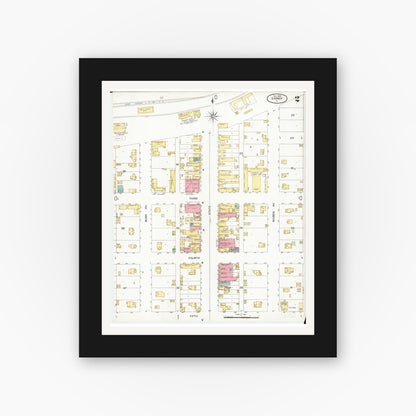 Old map wall art mockup — black gallery frame with white mat — Sanborn Fire Insurance Map from Garner, Hancock County, Iowa (1900), Sheet #0002