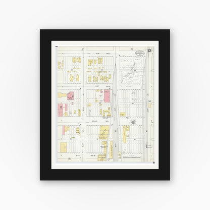 Old map wall art mockup — black gallery frame with white mat — Sanborn Fire Insurance Map from Ashland, Ashland County, Wisconsin (1901), Sheet #0013
