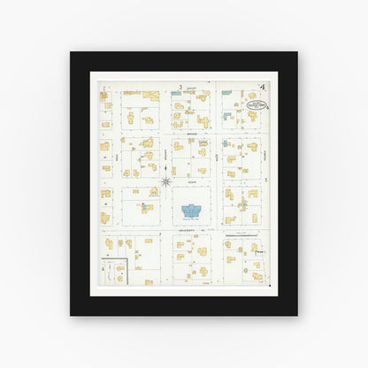 Old map wall art mockup — black gallery frame with white mat — Sanborn Fire Insurance Map from Georgetown, Williamson County, Texas (1905), Sheet #0004