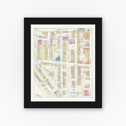 Old map wall art mockup — black gallery frame with white mat — Sanborn Fire Insurance Map from Turtle Creek Valley, Allegheny County, Pennsylvania (1919), Sheet #0003