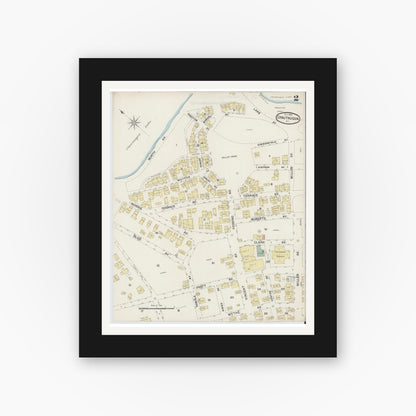 Old map wall art mockup — black gallery frame with white mat — Sanborn Fire Insurance Map from Chautauqua, Chautauqua County, New York (1888), Sheet #0002