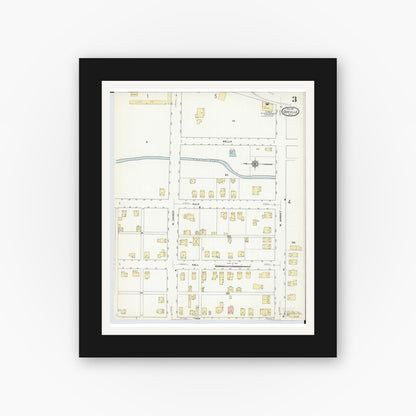 Old map wall art mockup — black gallery frame with white mat — Sanborn Fire Insurance Map from Orrville, Wayne County, Ohio (1911), Sheet #0003