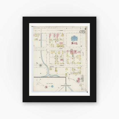Old map wall art mockup — black gallery frame with white mat — Sanborn Fire Insurance Map from London, Madison County, Ohio (1895), Sheet #0002
