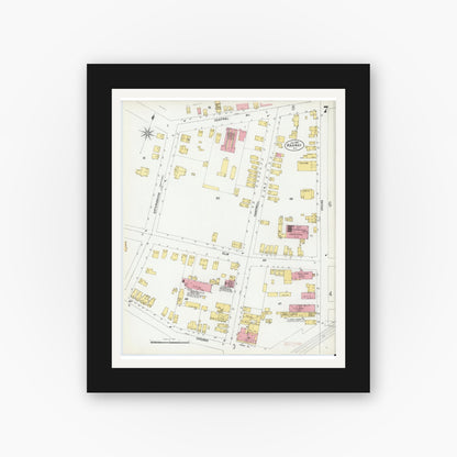 Old map wall art mockup — black gallery frame with white mat — Sanborn Fire Insurance Map from Rahway, Union County, New Jersey (1901), Sheet #0007