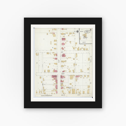 Old map wall art mockup — black gallery frame with white mat — Sanborn Fire Insurance Map from Bethel, Clermont County, Ohio (1912), Sheet #0003