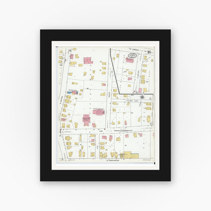 Old map wall art mockup — black gallery frame with white mat — Sanborn Fire Insurance Map from Ionia, Ionia County, Michigan (1920), Sheet #0016