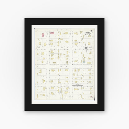 Old map wall art mockup — black gallery frame with white mat — Sanborn Fire Insurance Map from Lacon, Marshall County, Illinois (1913), Sheet #0007