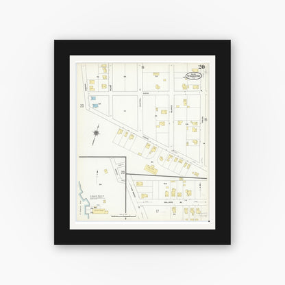 Old map wall art mockup — black gallery frame with white mat — Sanborn Fire Insurance Map from Saint Augustine, Saint John's County, Florida (1910), Sheet #0020