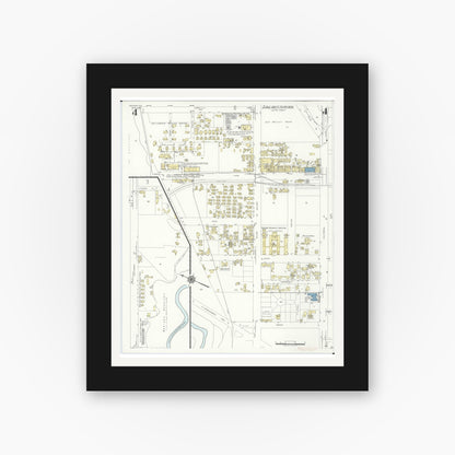 Old map wall art mockup — black gallery frame with white mat — Sanborn Fire Insurance Map from Wahiawa, Honolulu County, Hawaii (1942), Sheet #0004