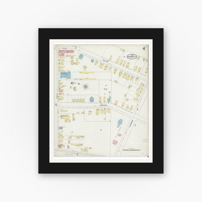 Old map wall art mockup — black gallery frame with white mat — Sanborn Fire Insurance Map from Haddonfield, Camden County, New Jersey (1897), Sheet #0004
