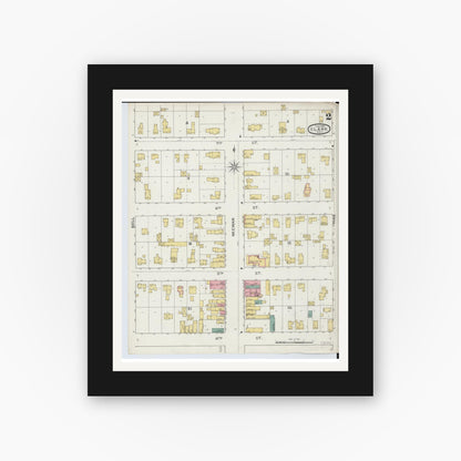 Old map wall art mockup — black gallery frame with white mat — Sanborn Fire Insurance Map from Clare, Clare County, Michigan (1894), Sheet #0002