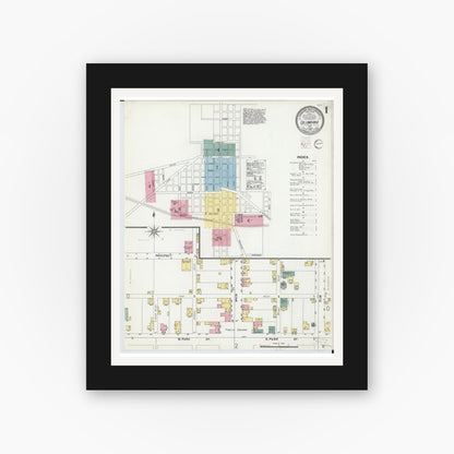 Old map wall art mockup — black gallery frame with white mat — Sanborn Fire Insurance Map from Columbiana, Columbiana County, Ohio (1901), Sheet #0001