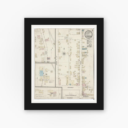 Old map wall art mockup — black gallery frame with white mat — Sanborn Fire Insurance Map from Lehighton, Carbon County, Pennsylvania (1887), Sheet #0001