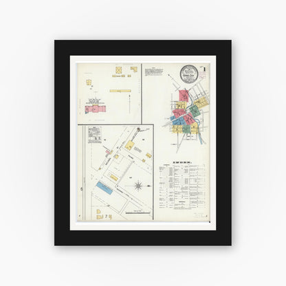 Old map wall art mockup — black gallery frame with white mat — Sanborn Fire Insurance Map from Grove City, Mercer County, Pennsylvania (1906) - Complete Map Set